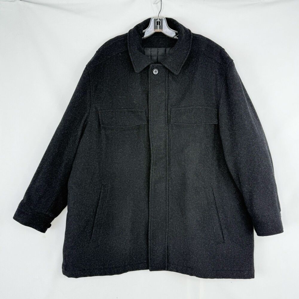 Tucson Dry Goods Mens Wool Gray Full Zip Warm Quilted Winter Coat XL